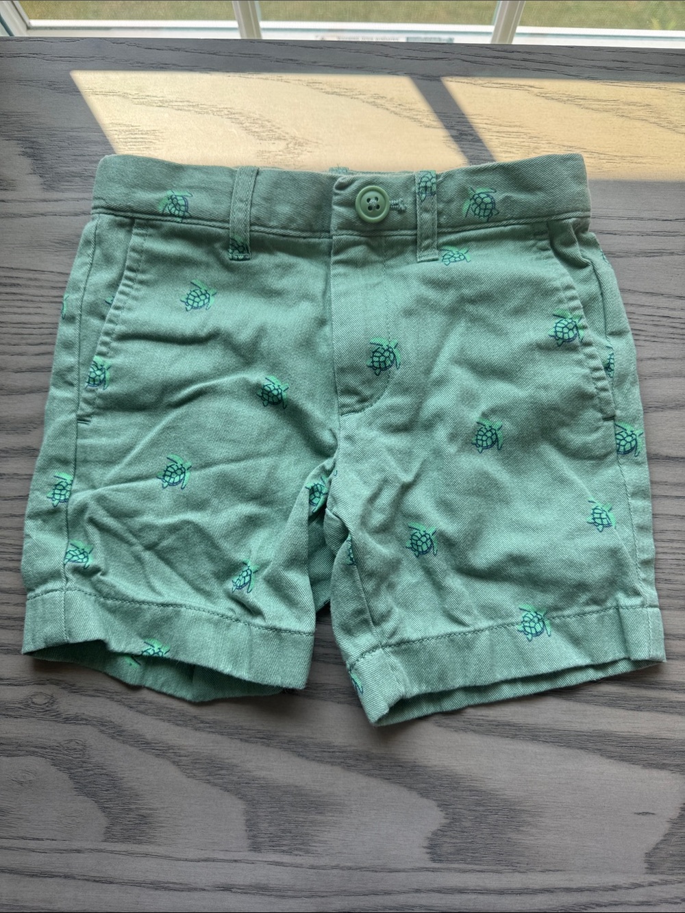 Toddler Green Turtle-Print Cotton Shorts